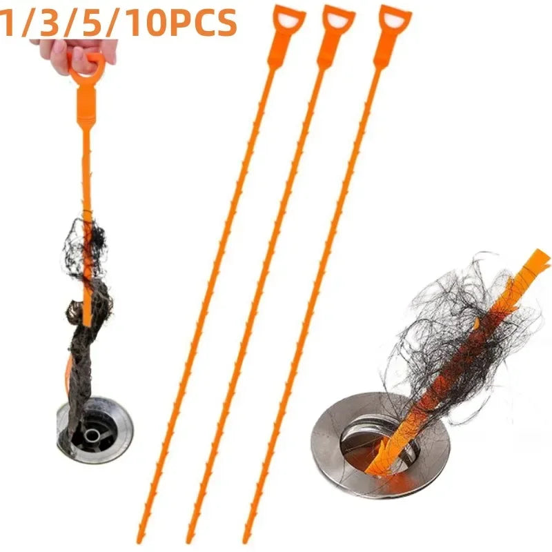 Drain Cleaning Brush Tool for Bathroom Hair Sink Pipe Unclogging Drain Cleaner Hook-Style Snake Floor Hair Remover