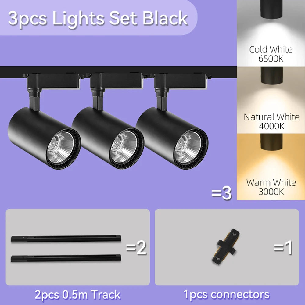 Store LED Track Light 220V Shopping Mall Spot Led Ceiling Lamp for Living Room Kitchen Line Lighting Rail Systems Spotlight Set