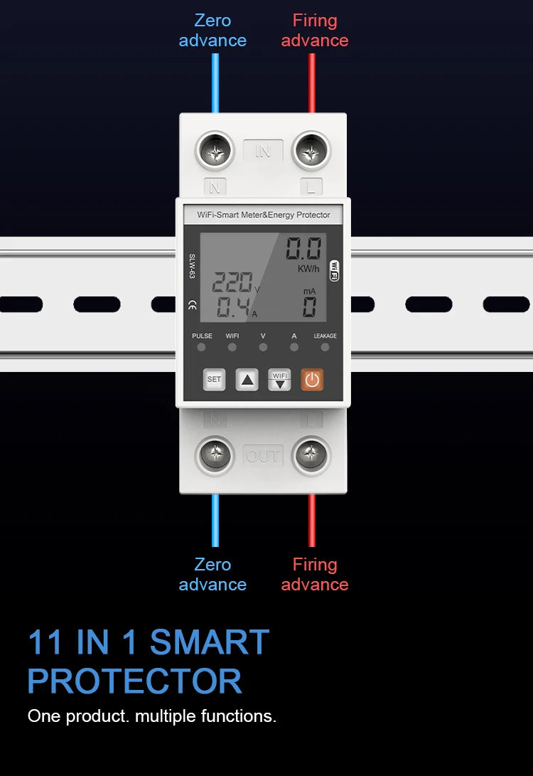 ANDELI Tuya WiFi Smart DIN-rail Circuit Breaker Single Phase Over-Under Voltage Protector with Digital Display Energy Meter