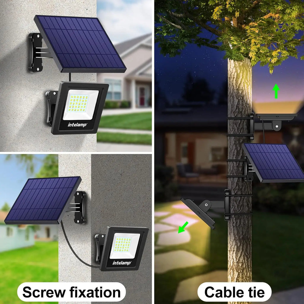 4400mAh Outdoor Solar Lights Solar Flood Lamp Auto On/Off With 16.4Ft Cable Waterproof For Front Door Barn Garden Garage Yard
