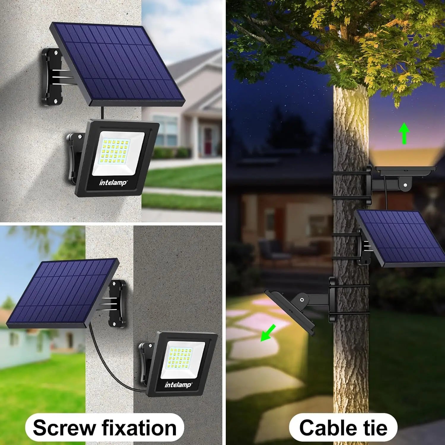 4400mAh Outdoor Solar Lights Solar Flood Lamp Auto On/Off With 16.4Ft Cable Waterproof For Front Door Barn Garden Garage Yard