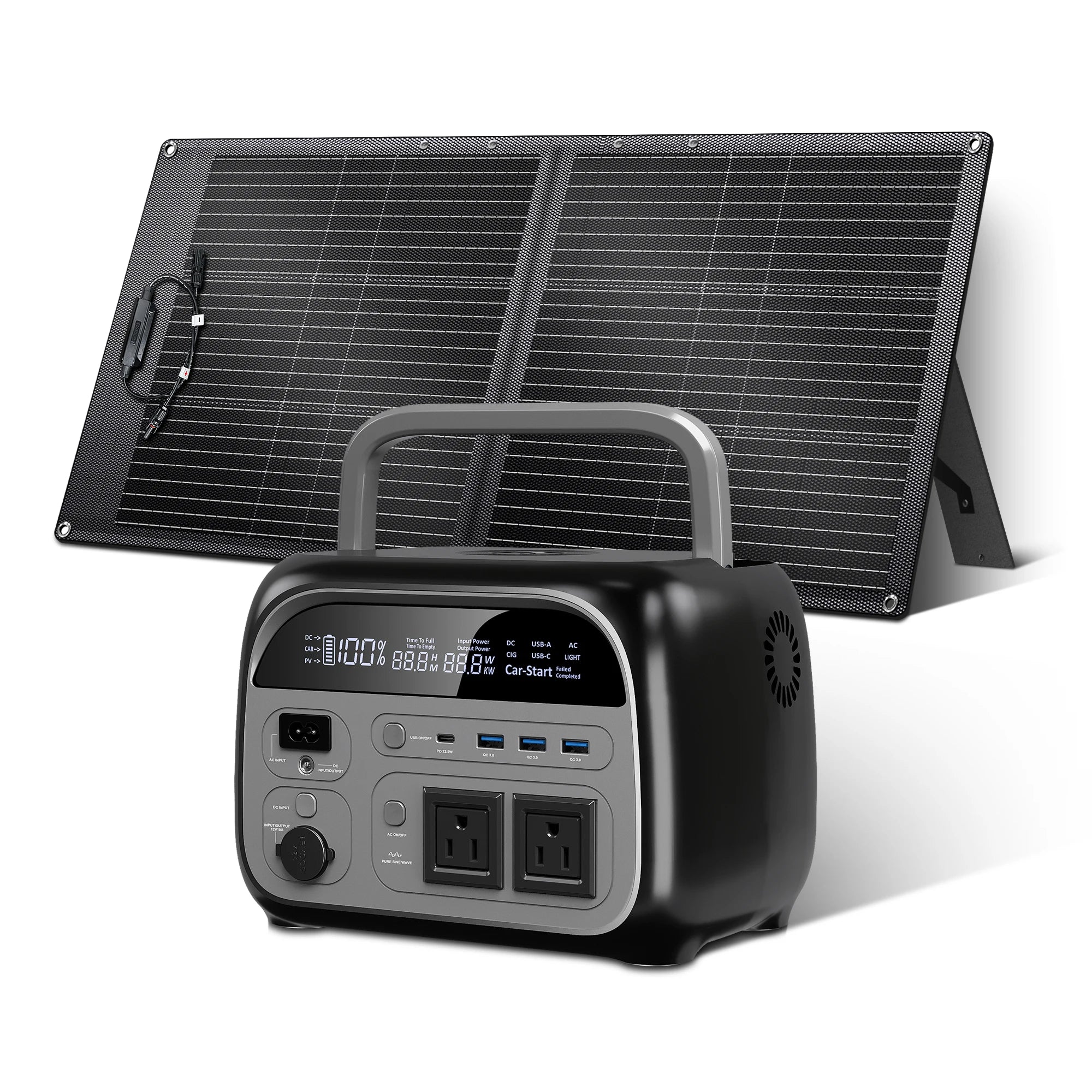 Outdoor Camping 500W Fast Charging Portable Power Station 100W USB Type C Foldable Portable Solar Panel For Home Energy Storage