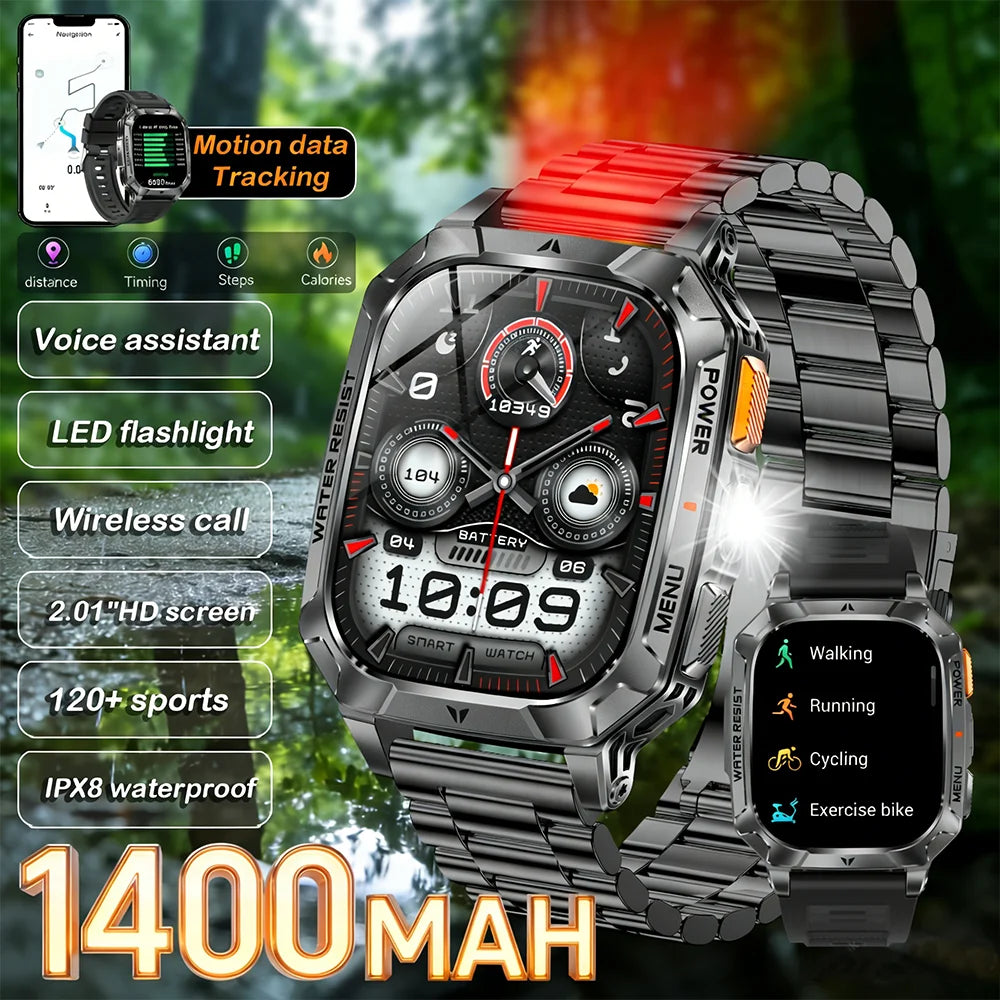 2026 New T-REX3 exercise 1400mAh Battery Smart Watch Tracking 10ATM Waterproof Sports Tracker Outdoor Military Smart Watch Men