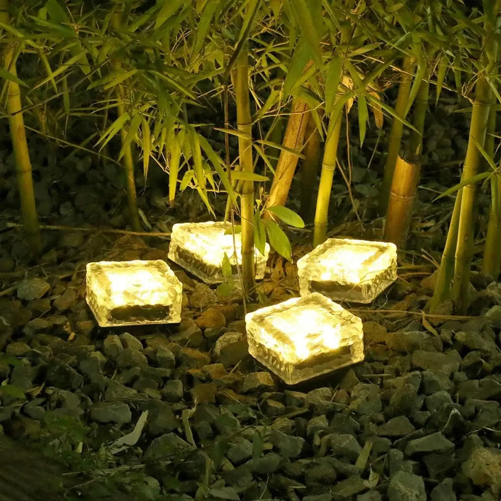 Solar Powered Ice Cube Lamp Glass Brick Landscape Square Glass Outdoor Road Courtyard Garden Decoration кашпо для сада для улицы