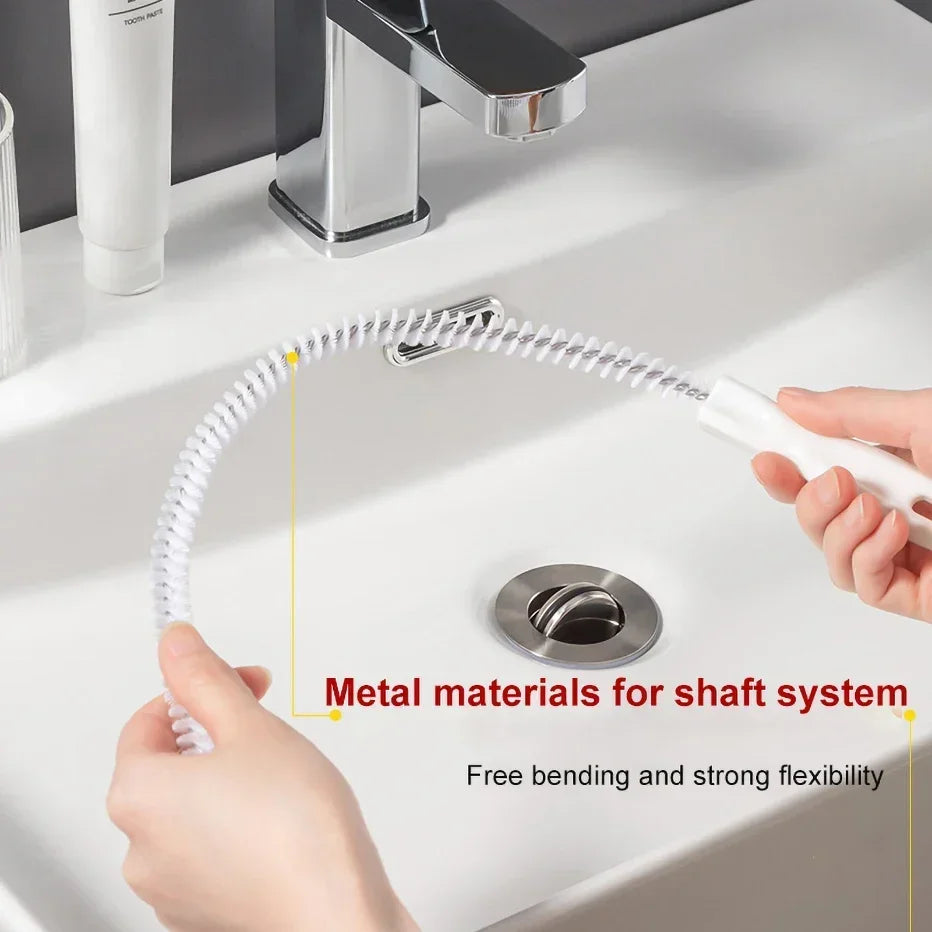 Drain Cleaning Brush Tool for Bathroom Hair Sink Pipe Unclogging Drain Cleaner Hook-Style Snake Floor Hair Remover