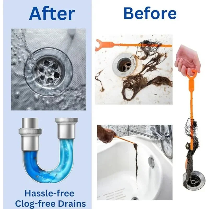 Drain Cleaning Brush Tool for Bathroom Hair Sink Pipe Unclogging Drain Cleaner Hook-Style Snake Floor Hair Remover
