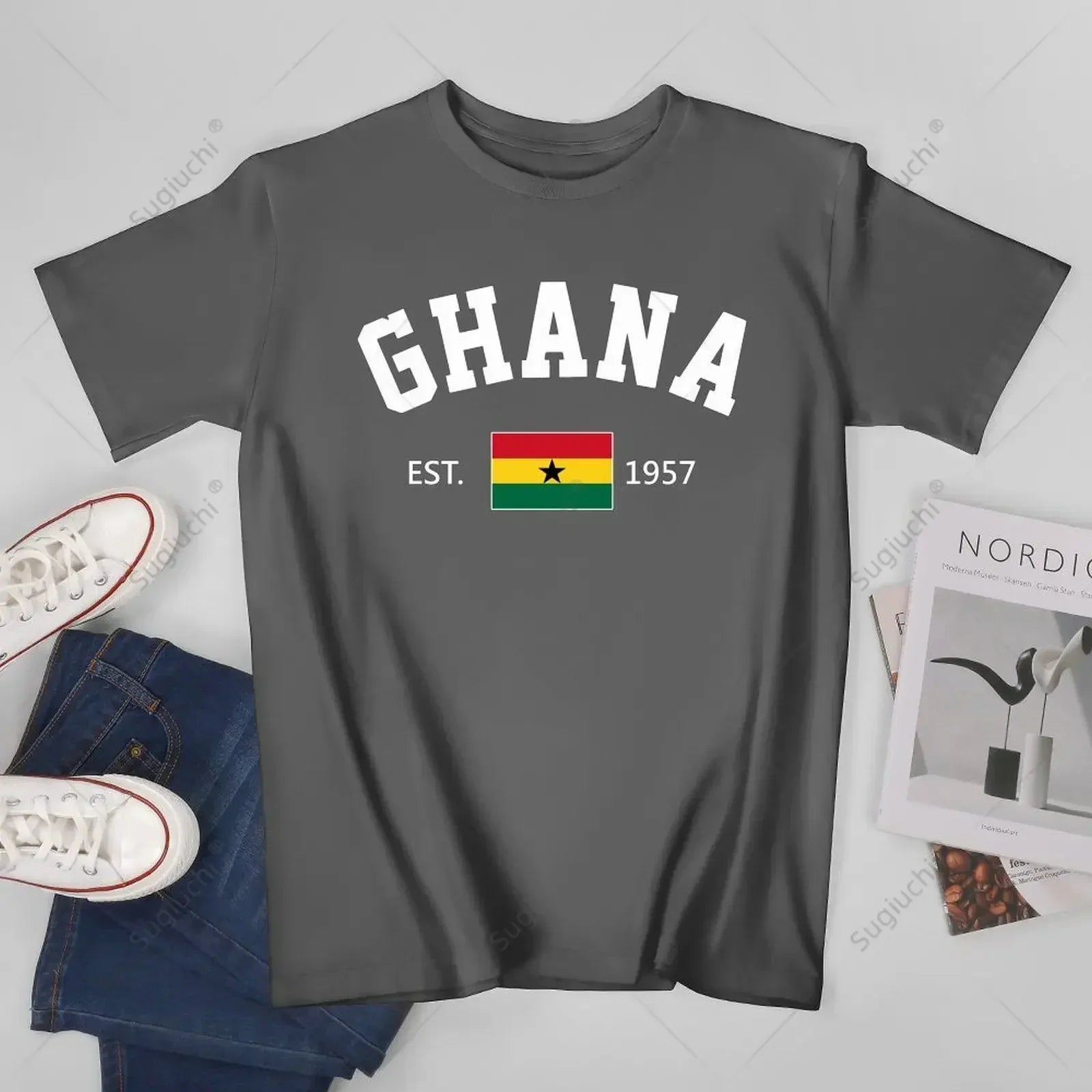 Unisex Men Ghana EST.1957 Independence Day Tshirt Tees T Shirts Women Boys 100% Cotton T-Shirt
