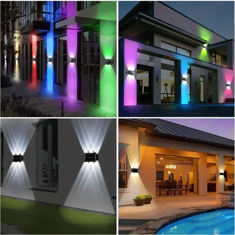 Solar Lights for Outside Solar Fence Lights Outdoor Waterproof LED Up and Down Solar Wall Lamp Porch Decor Garage Yard Garde