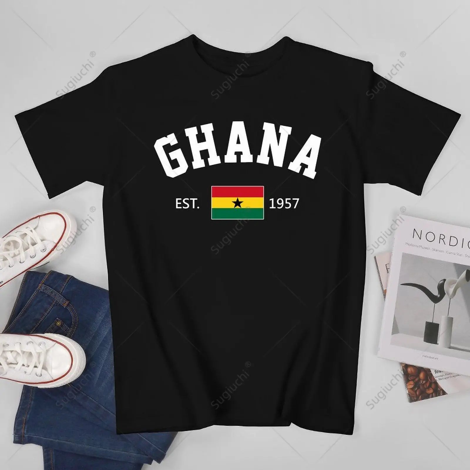 Unisex Men Ghana EST.1957 Independence Day Tshirt Tees T Shirts Women Boys 100% Cotton T-Shirt