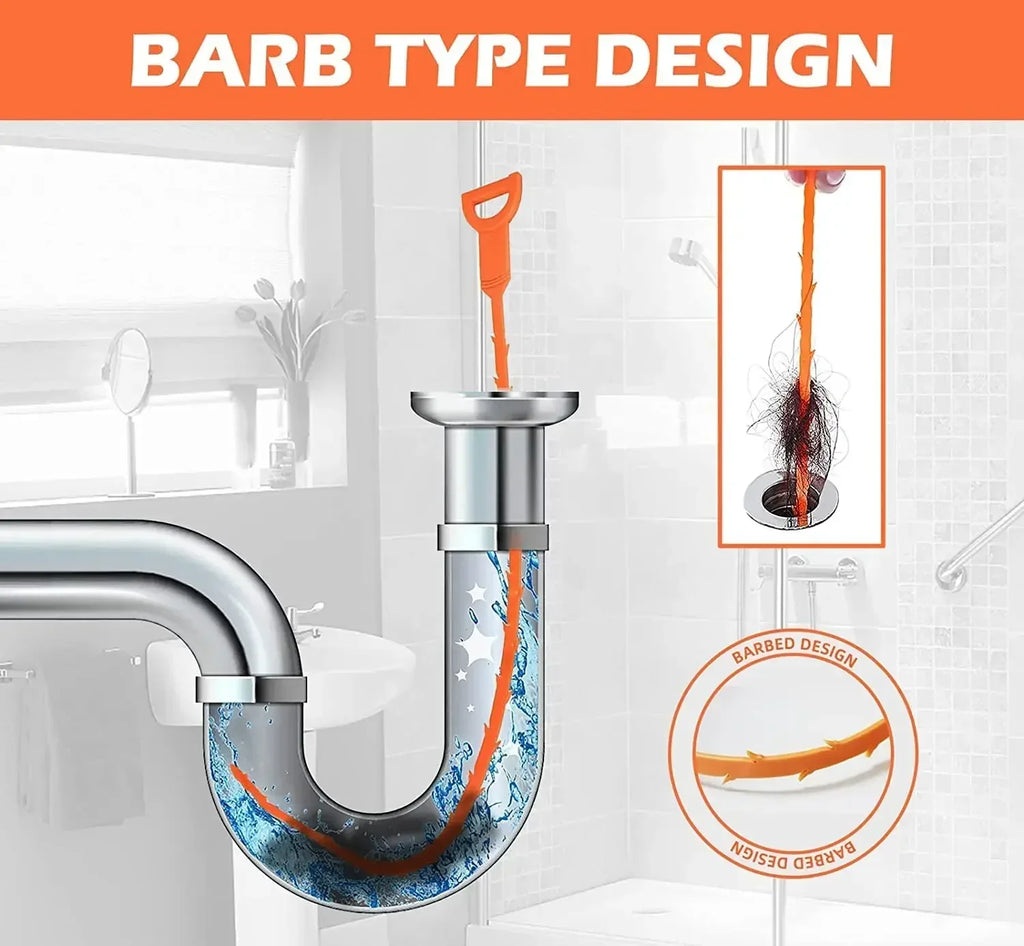 Drain Cleaning Brush Tool for Bathroom Hair Sink Pipe Unclogging Drain Cleaner Hook-Style Snake Floor Hair Remover