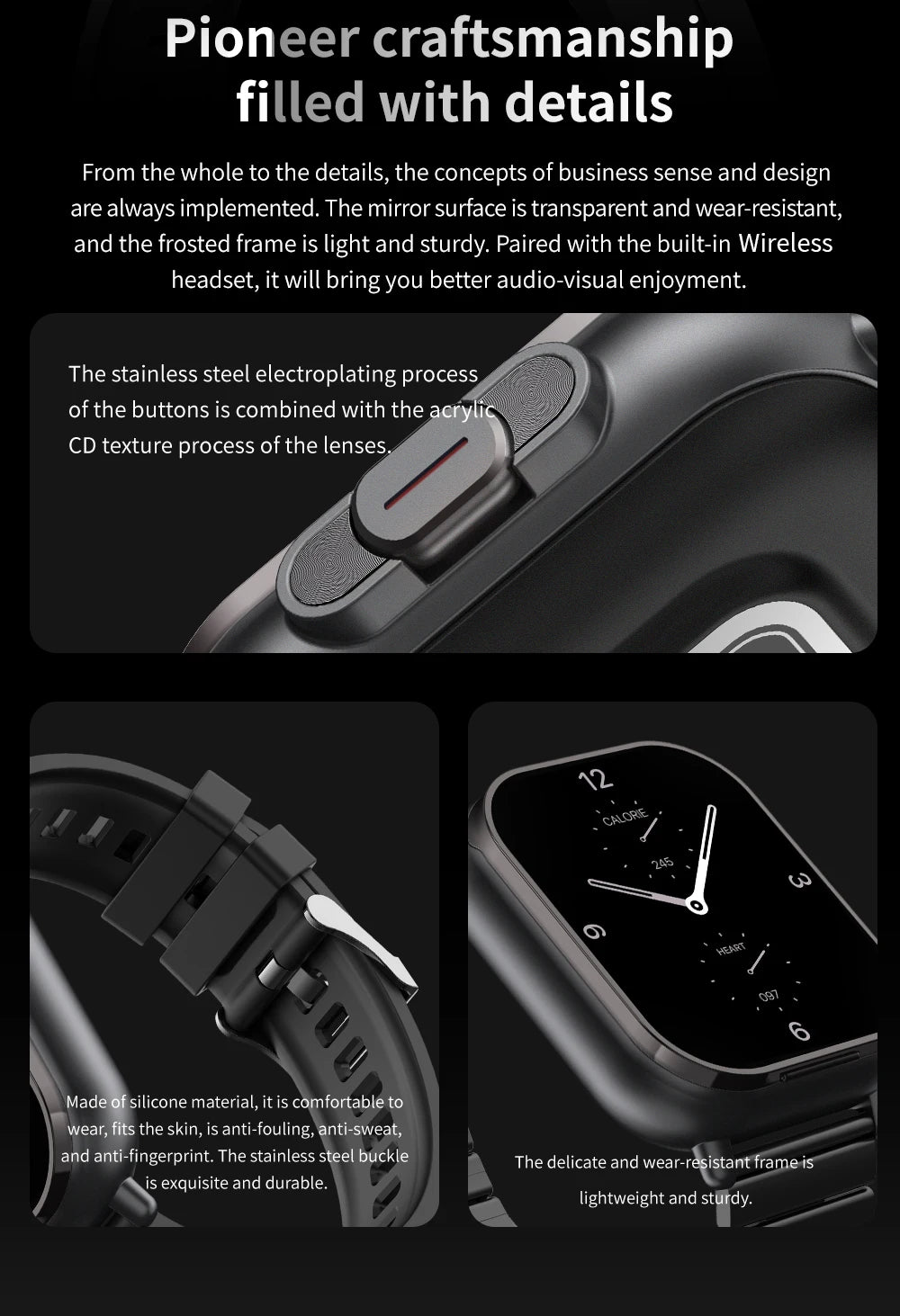 NFC Smart Watch TWS 2-in-1 Headset Bluetooth Call Heart Rate Blood Pressure Health Monitoring Headphones Play Music Smartwatch