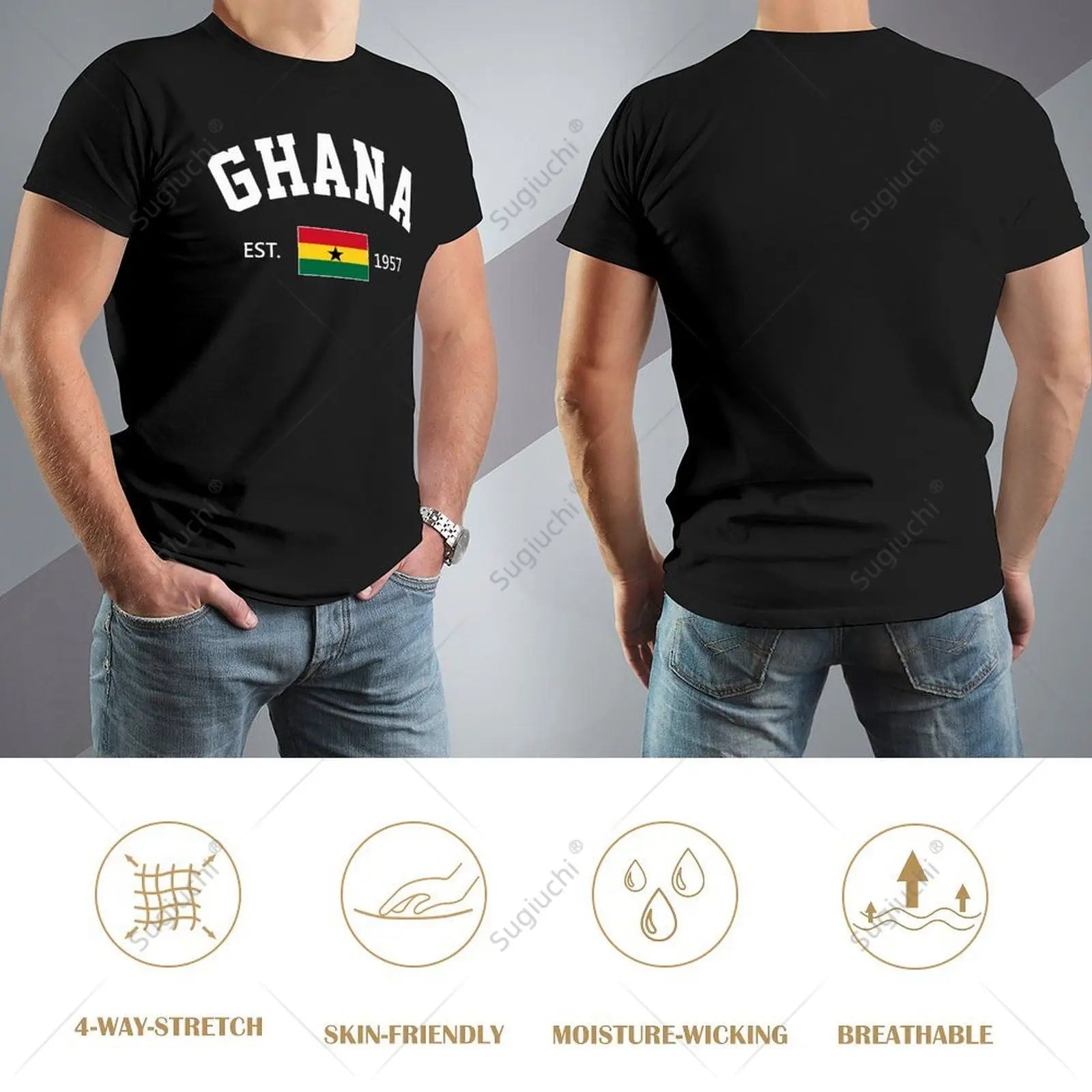 Unisex Men Ghana EST.1957 Independence Day Tshirt Tees T Shirts Women Boys 100% Cotton T-Shirt