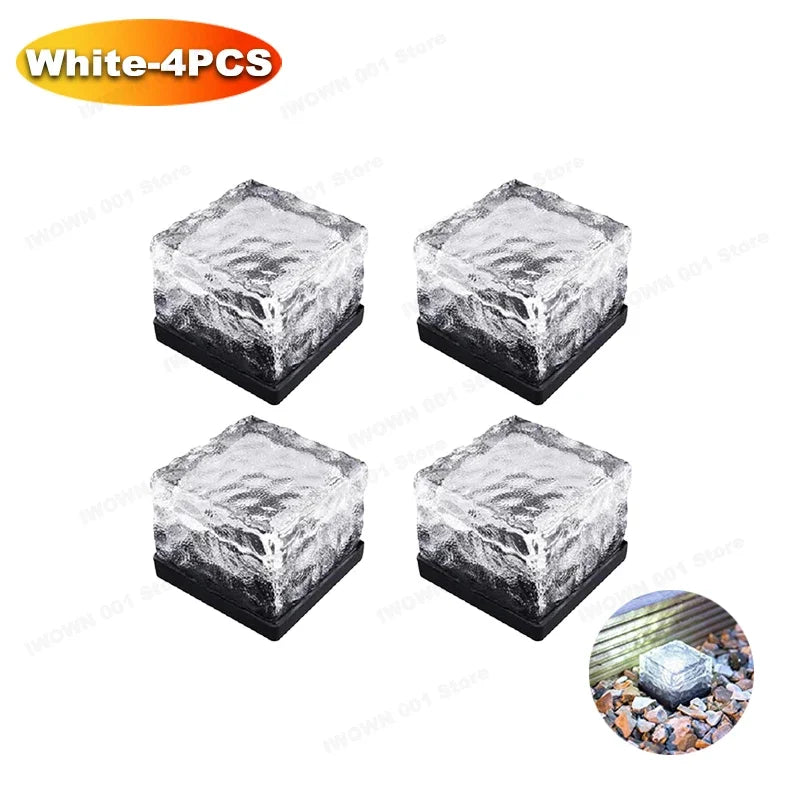 Solar Powered Ice Cube Lamp Glass Brick Landscape Square Glass Outdoor Road Courtyard Garden Decoration кашпо для сада для улицы