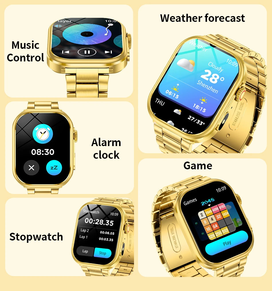 LIGE New Smart Watch Men 2.01'' HD Flashlight Bluetooth Call Heart Rate Sleep Health Monitor Sports Waterproof Smartwatch Women