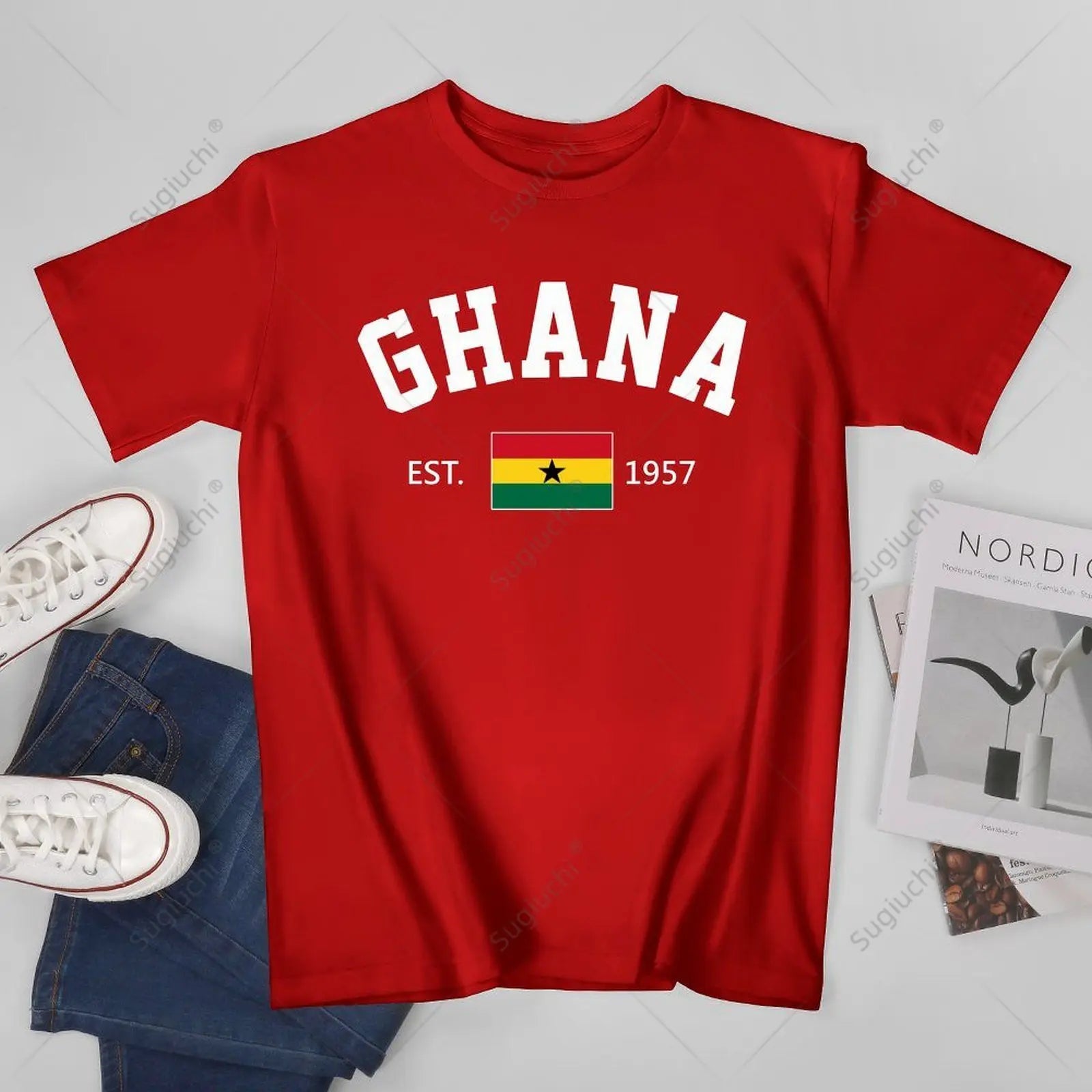 Unisex Men Ghana EST.1957 Independence Day Tshirt Tees T Shirts Women Boys 100% Cotton T-Shirt