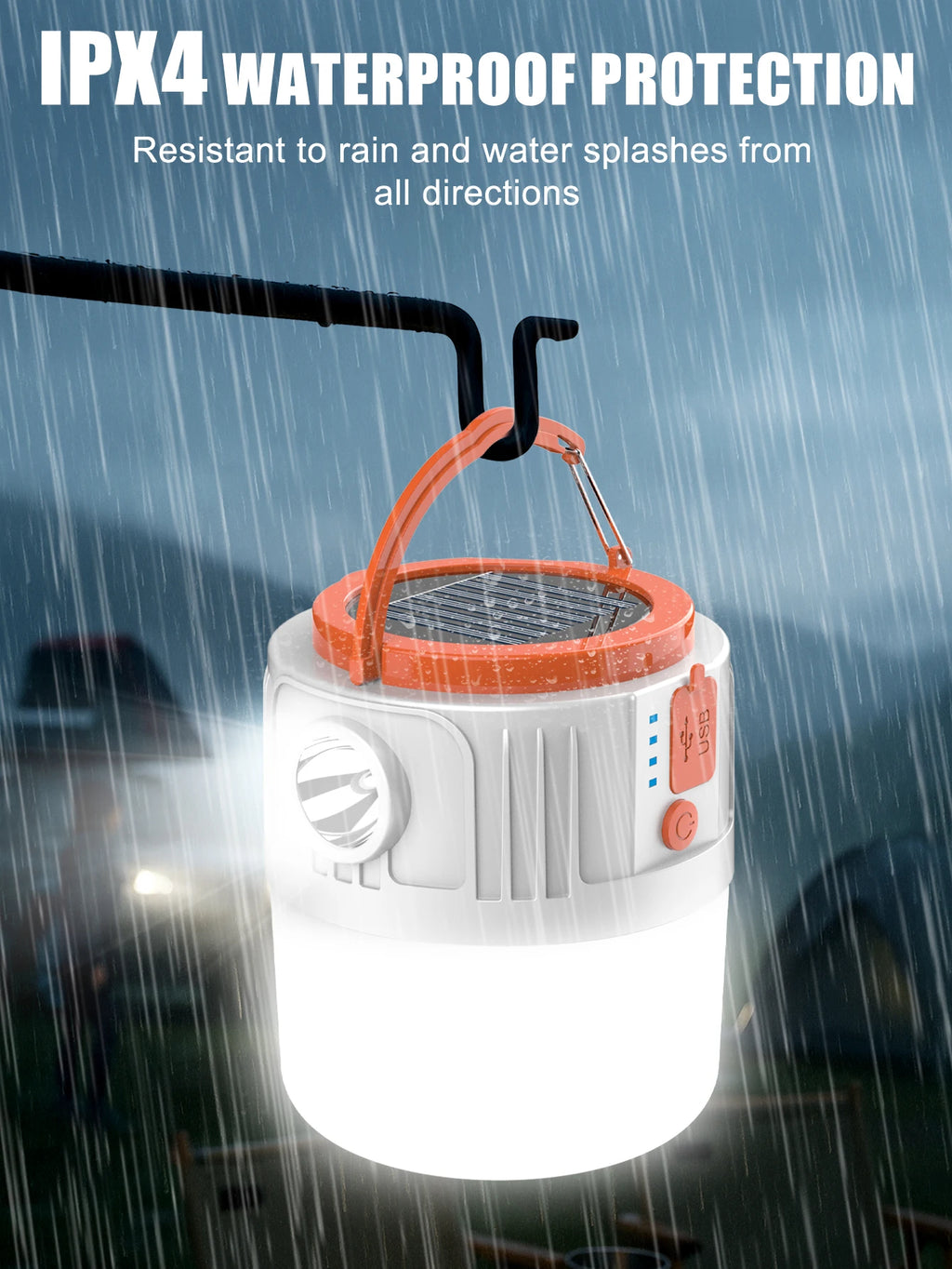 1pc Solar Led Camping Light,Solar Powered Rechargeable Camping Lanterns, Outdoor Lighting Lamp With Mobile Phone Charging