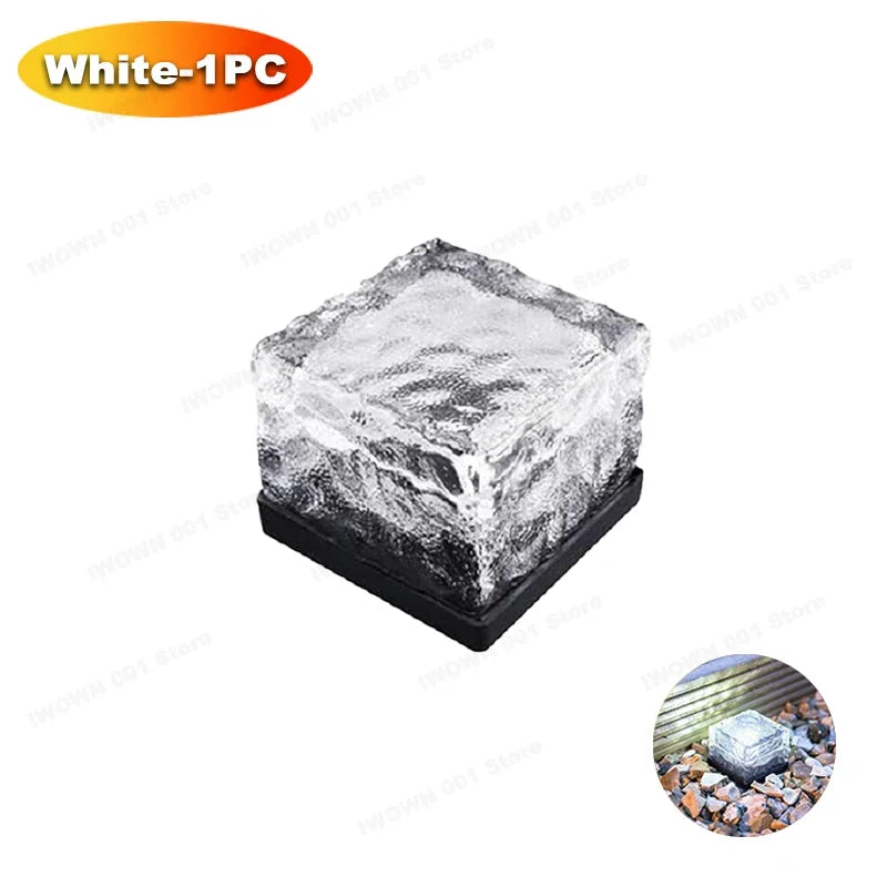 Solar Powered Ice Cube Lamp Glass Brick Landscape Square Glass Outdoor Road Courtyard Garden Decoration кашпо для сада для улицы