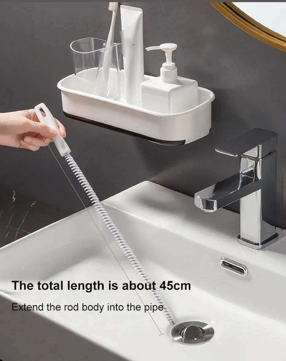 Drain Cleaning Brush Tool for Bathroom Hair Sink Pipe Unclogging Drain Cleaner Hook-Style Snake Floor Hair Remover