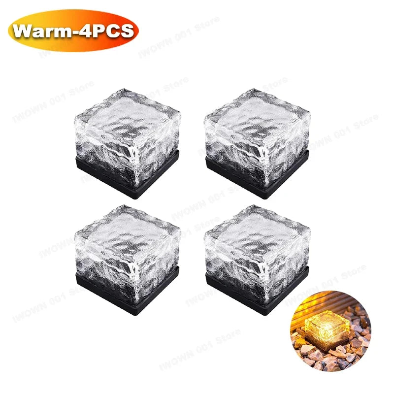 Solar Powered Ice Cube Lamp Glass Brick Landscape Square Glass Outdoor Road Courtyard Garden Decoration кашпо для сада для улицы