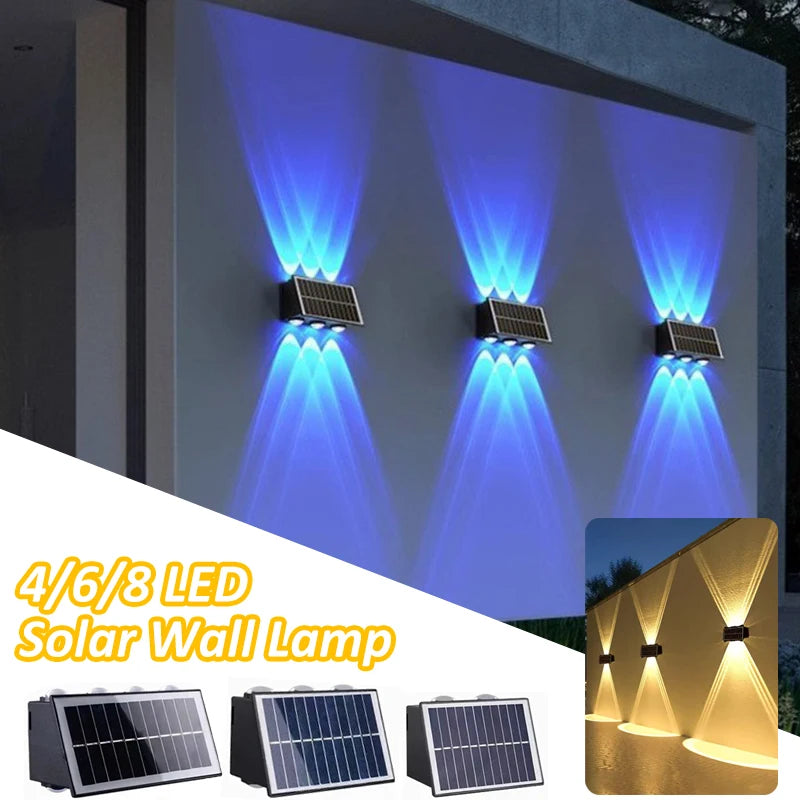 Solar Lights for Outside Solar Fence Lights Outdoor Waterproof LED Up and Down Solar Wall Lamp Porch Decor Garage Yard Garde