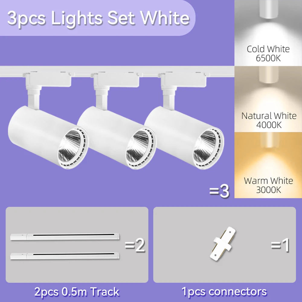 Store LED Track Light 220V Shopping Mall Spot Led Ceiling Lamp for Living Room Kitchen Line Lighting Rail Systems Spotlight Set