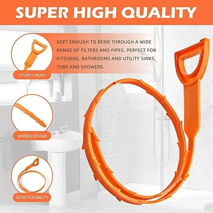 Drain Cleaning Brush Tool for Bathroom Hair Sink Pipe Unclogging Drain Cleaner Hook-Style Snake Floor Hair Remover