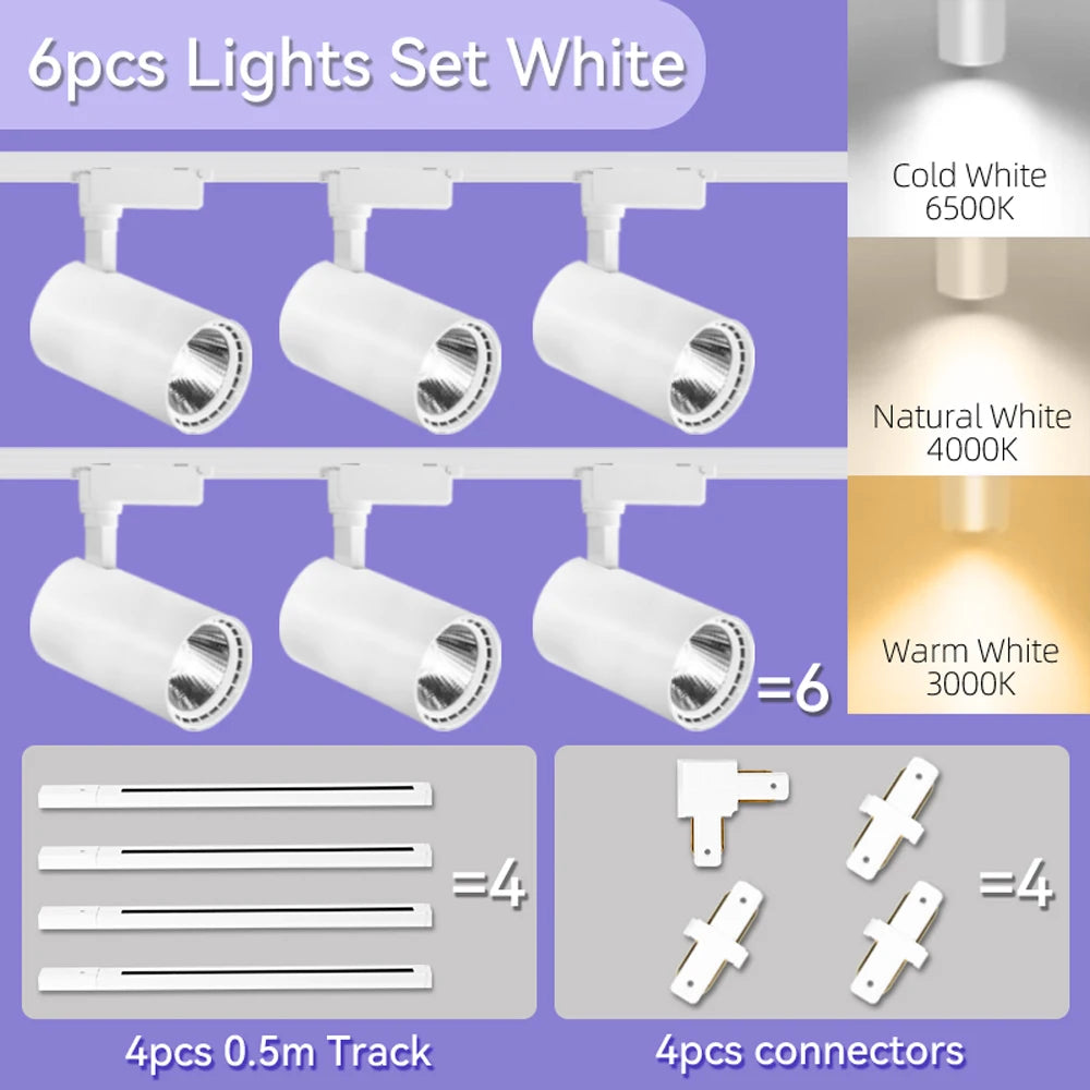 Store LED Track Light 220V Shopping Mall Spot Led Ceiling Lamp for Living Room Kitchen Line Lighting Rail Systems Spotlight Set