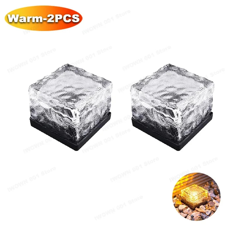 Solar Powered Ice Cube Lamp Glass Brick Landscape Square Glass Outdoor Road Courtyard Garden Decoration кашпо для сада для улицы