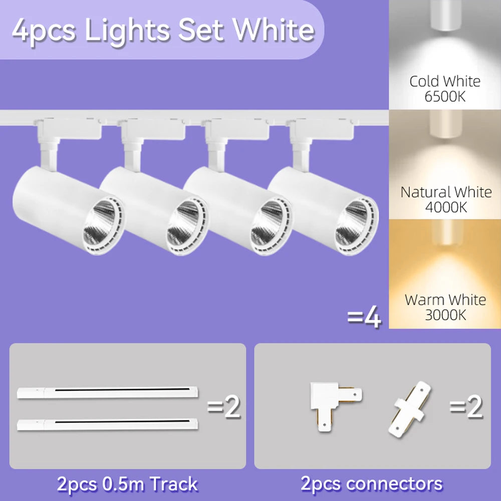 Store LED Track Light 220V Shopping Mall Spot Led Ceiling Lamp for Living Room Kitchen Line Lighting Rail Systems Spotlight Set