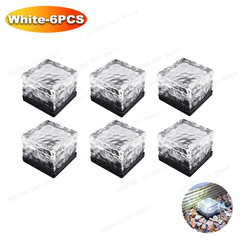 Solar Powered Ice Cube Lamp Glass Brick Landscape Square Glass Outdoor Road Courtyard Garden Decoration кашпо для сада для улицы