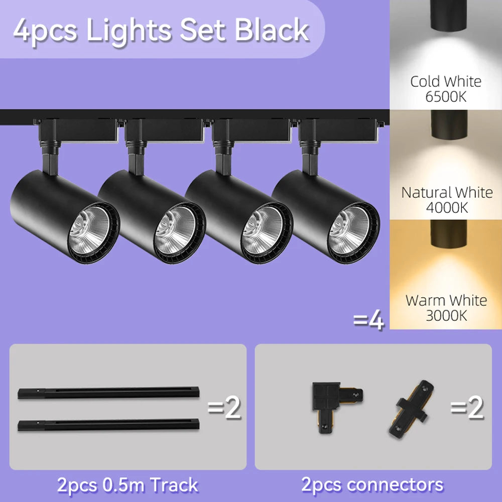 Store LED Track Light 220V Shopping Mall Spot Led Ceiling Lamp for Living Room Kitchen Line Lighting Rail Systems Spotlight Set