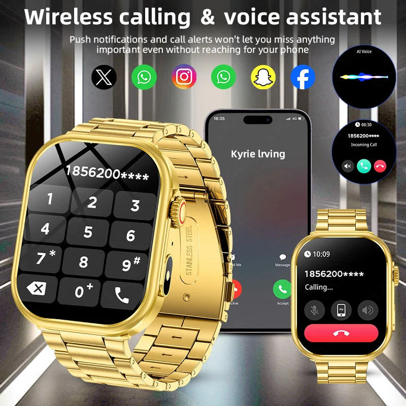 LIGE New Smart Watch Men 2.01'' HD Flashlight Bluetooth Call Heart Rate Sleep Health Monitor Sports Waterproof Smartwatch Women