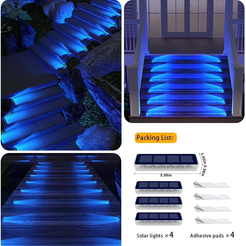 Outdoor Solar Deck Lights Waterproof LED Step Sidewalk Stair Garden Light IP68 Auto On/Off Solar Powered Dock Driveway Lighting