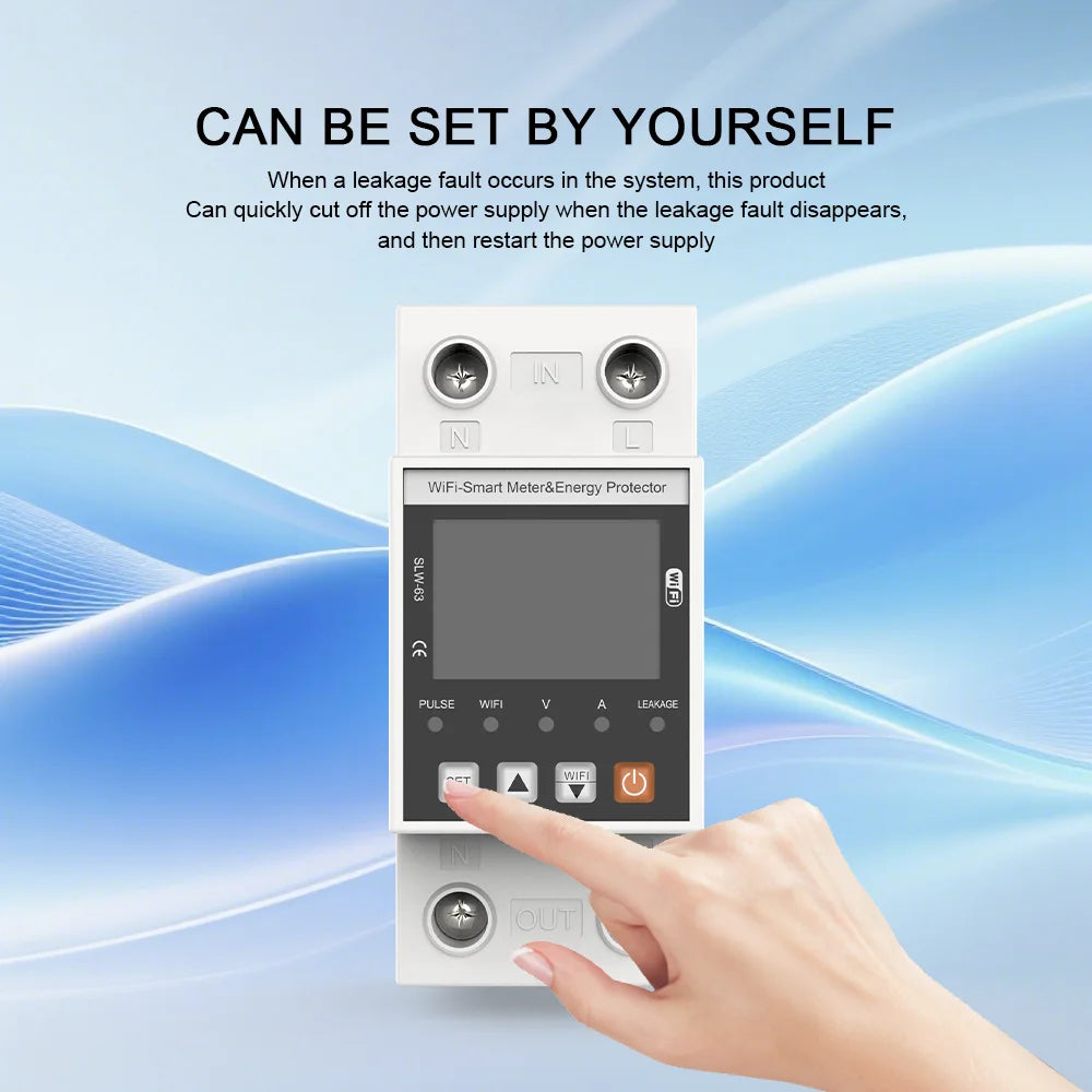 ANDELI Tuya WiFi Smart DIN-rail Circuit Breaker Single Phase Over-Under Voltage Protector with Digital Display Energy Meter