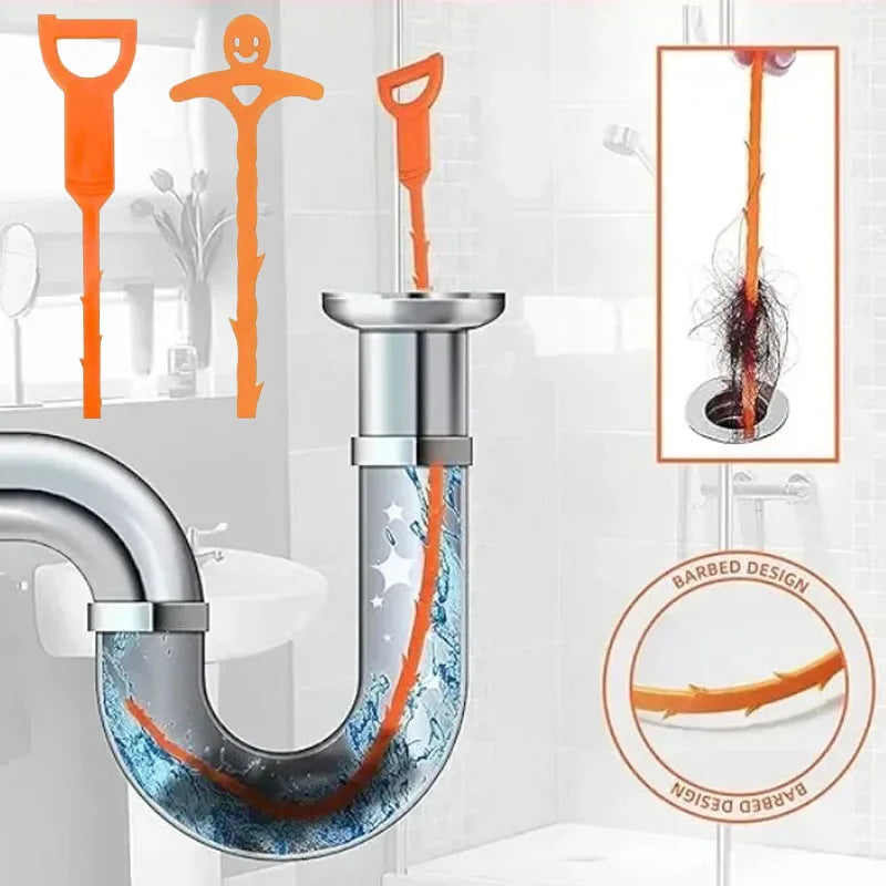 Drain Cleaning Brush Tool for Bathroom Hair Sink Pipe Unclogging Drain Cleaner Hook-Style Snake Floor Hair Remover