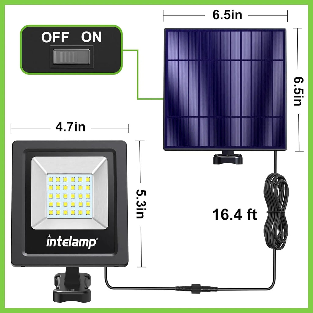 4400mAh Outdoor Solar Lights Solar Flood Lamp Auto On/Off With 16.4Ft Cable Waterproof For Front Door Barn Garden Garage Yard