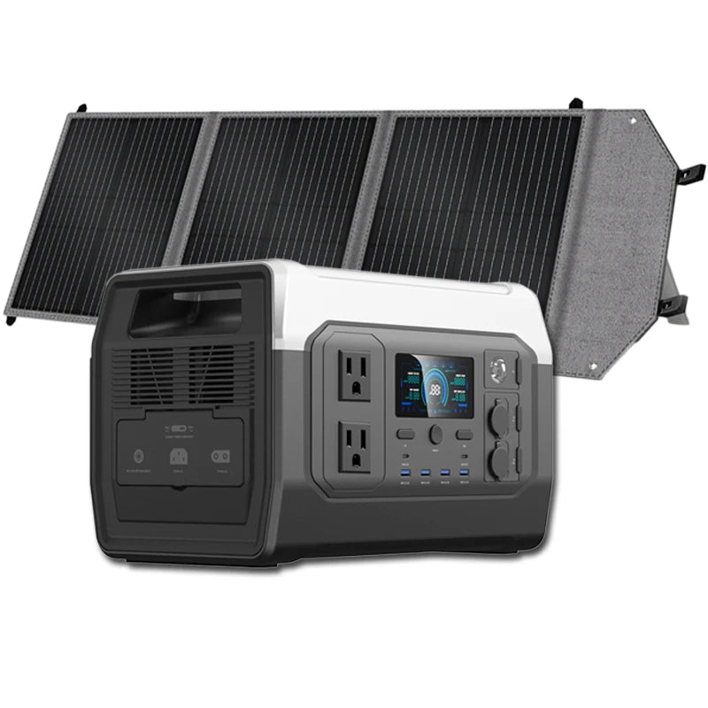 500W 1800W Power Station With 100W Solar Panel 18V USB TYPE-C Portable Power Bank 345Wh 1000Wh Lifepo4 Battery Charging Station