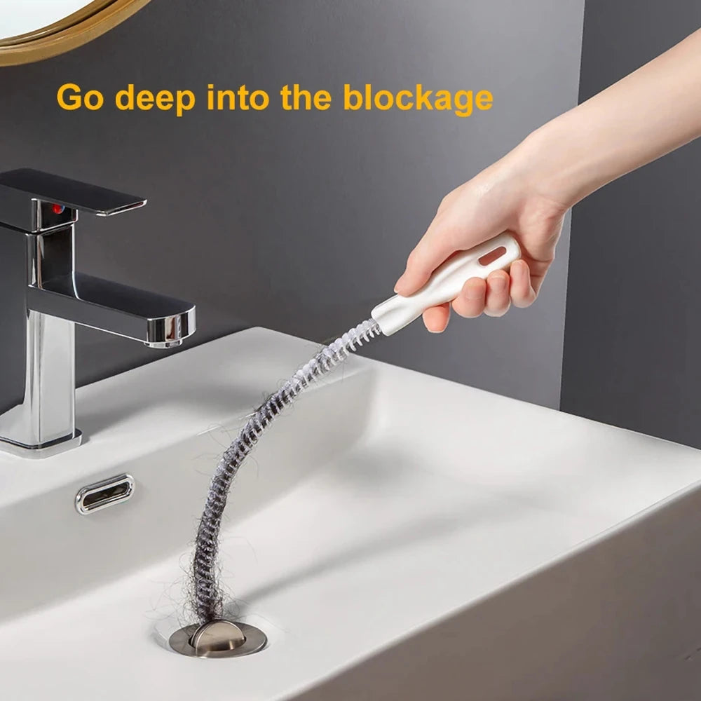 Pipe Dredging Brush Bathroom Hair Sewer Sink Cleaning Brush Drain Cleaner Flexible Cleaner Clog Plug Hole Remover Tool