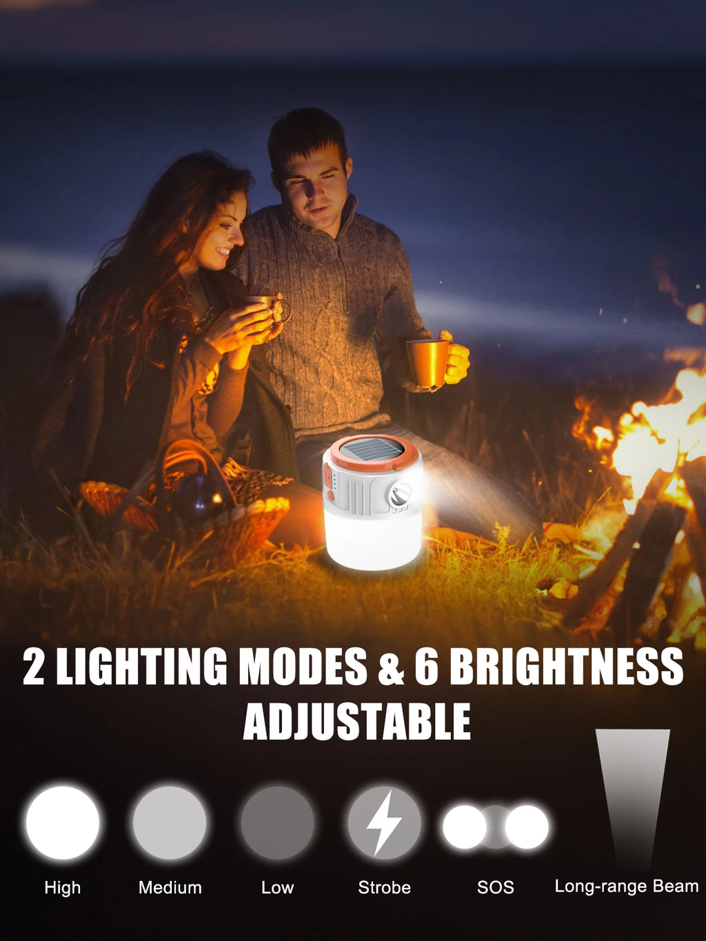 1pc Solar Led Camping Light,Solar Powered Rechargeable Camping Lanterns, Outdoor Lighting Lamp With Mobile Phone Charging