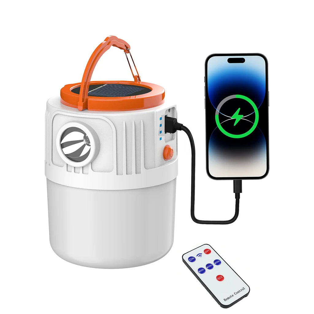 1pc Solar Led Camping Light,Solar Powered Rechargeable Camping Lanterns, Outdoor Lighting Lamp With Mobile Phone Charging