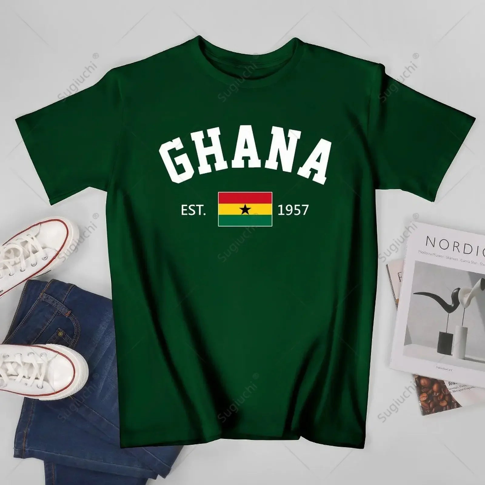 Unisex Men Ghana EST.1957 Independence Day Tshirt Tees T Shirts Women Boys 100% Cotton T-Shirt