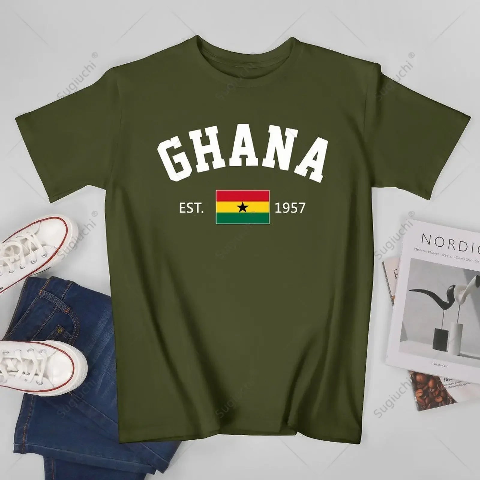Unisex Men Ghana EST.1957 Independence Day Tshirt Tees T Shirts Women Boys 100% Cotton T-Shirt