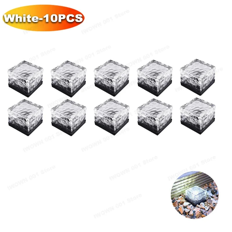 Solar Powered Ice Cube Lamp Glass Brick Landscape Square Glass Outdoor Road Courtyard Garden Decoration кашпо для сада для улицы