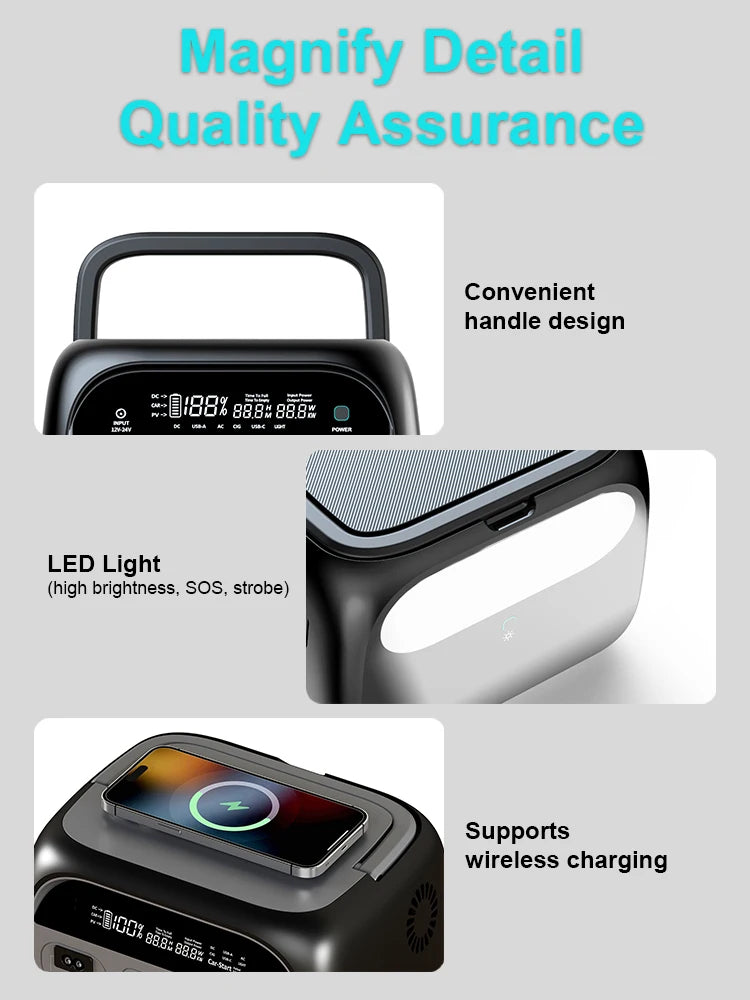 500W 1800W Power Station With 100W Solar Panel 18V USB TYPE-C Portable Power Bank 345Wh 1000Wh Lifepo4 Battery Charging Station