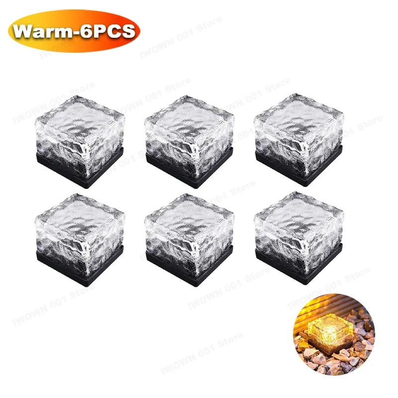 Solar Powered Ice Cube Lamp Glass Brick Landscape Square Glass Outdoor Road Courtyard Garden Decoration кашпо для сада для улицы