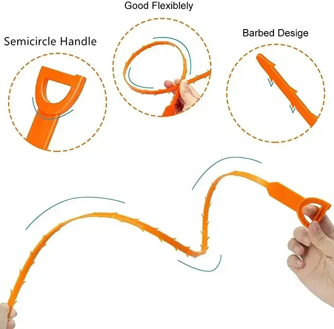Drain Cleaning Brush Tool for Bathroom Hair Sink Pipe Unclogging Drain Cleaner Hook-Style Snake Floor Hair Remover
