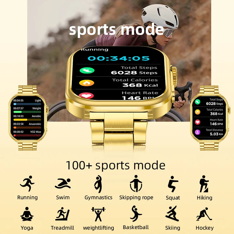 LIGE New Smart Watch Men 2.01'' HD Flashlight Bluetooth Call Heart Rate Sleep Health Monitor Sports Waterproof Smartwatch Women