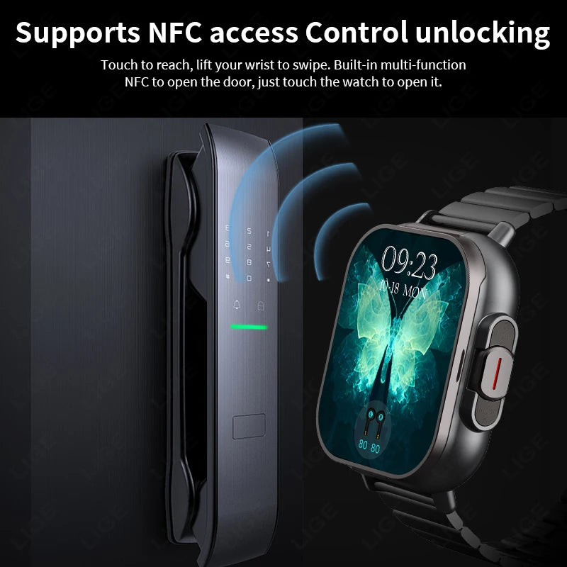 NFC Smart Watch TWS 2-in-1 Headset Bluetooth Call Heart Rate Blood Pressure Health Monitoring Headphones Play Music Smartwatch
