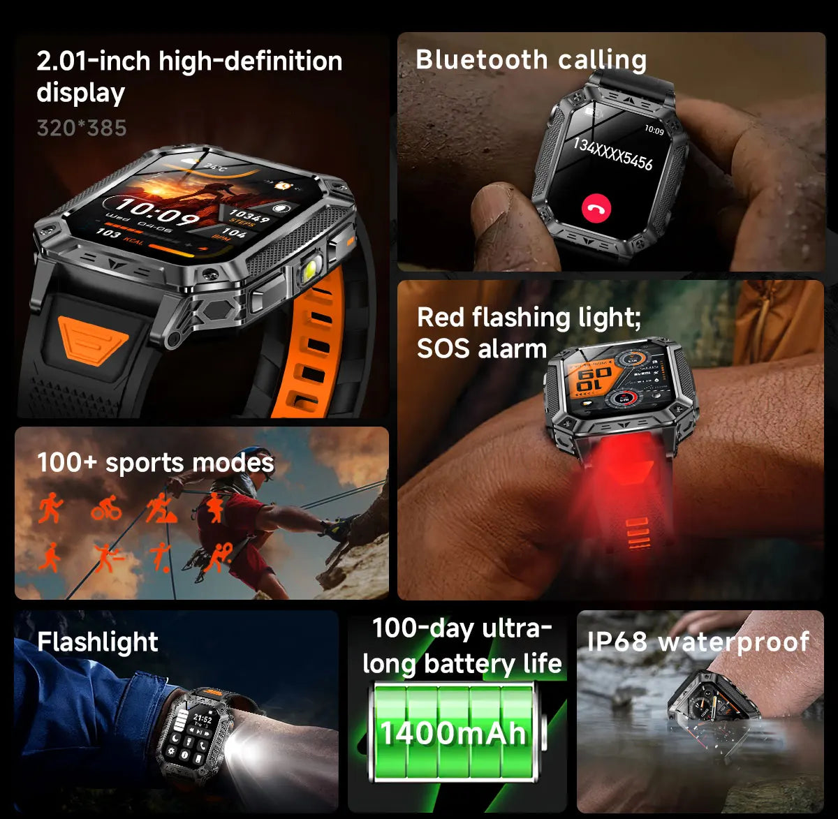 2026 New T-REX3 exercise 1400mAh Battery Smart Watch Tracking 10ATM Waterproof Sports Tracker Outdoor Military Smart Watch Men