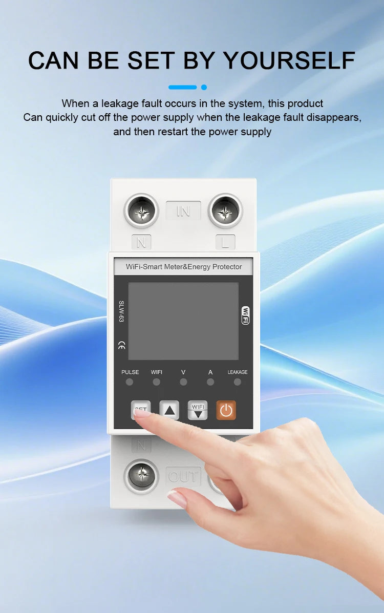 ANDELI Tuya WiFi Smart DIN-rail Circuit Breaker Single Phase Over-Under Voltage Protector with Digital Display Energy Meter